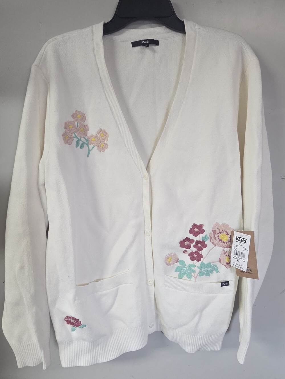 Vans Cream Floral Embroidered Cardigan